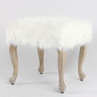 Homepop Faux Fur Ottoman With Wood Legs – White | Faux Fur Ottoman, Fur Intended For White Faux Fur Round Ottomans (View 15 of 20)