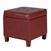 Homepop Faux Leather Square Storage Ottoman Coffee Table With Wood Legs Pertaining To Brown Faux Leather Tufted Round Wood Ottomans (View 4 of 20)