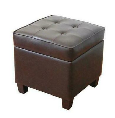 Homepop Leatherette Tufted Square Storage Ottoman With Hinged Lid Regarding Light Gray Tufted Round Wood Ottomans With Storage (View 15 of 20)