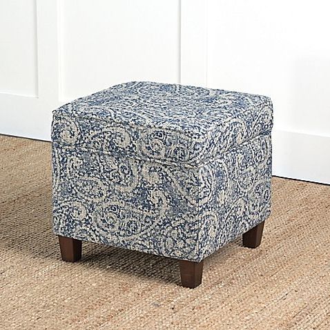 Homepop Square Storage Ottoman In Blue/grey | Square Storage Ottoman Intended For Blue Round Storage Ottomans Set Of  (View 2 of 17)