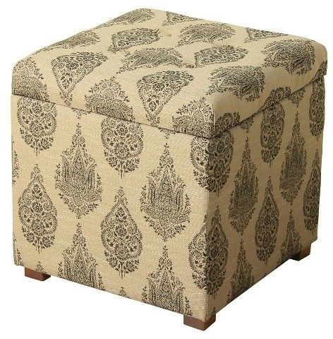Homepop Storage Ottoman | Storage Ottoman, Ottoman, Cube Storage With Black Jute Pouf Ottomans (View 4 of 20)