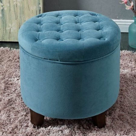 Homepop Tufted Round Ottoman With Storage, Multiple Colors – Walmart In Round Cream Tasseled Ottomans (View 3 of 20)