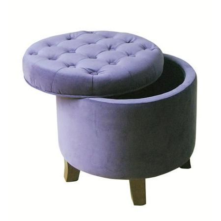 Homepop Tufted Round Ottoman With Storage, Multiple Colors – Walmart Intended For Charcoal Fabric Tufted Storage Ottomans (View 5 of 20)