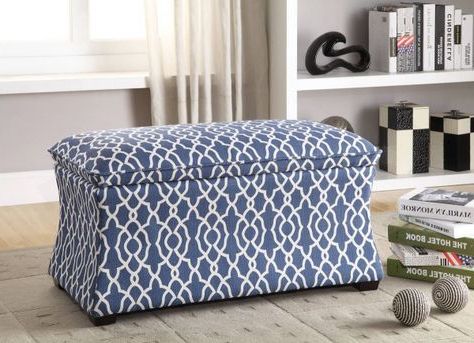 Hourglass Contemporary Abby Geo Blue Fabric Storage Ottoman | Fabric Intended For Blue Fabric Storage Ottomans (View 6 of 20)