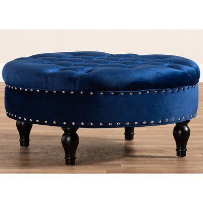 House Of Hampton® Crowl Tufted Cocktail Ottoman | Blue Velvet Fabric Inside Blue Fabric Tufted Surfboard Ottomans (View 11 of 20)