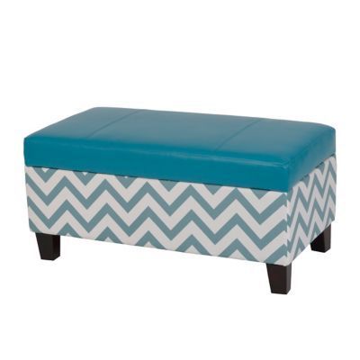 Hudson Turquoise Chevron Storage Bench | Kirklands | Furniture Sale With Regard To Royal Blue Round Accent Stools With Fringe Trim (View 17 of 20)
