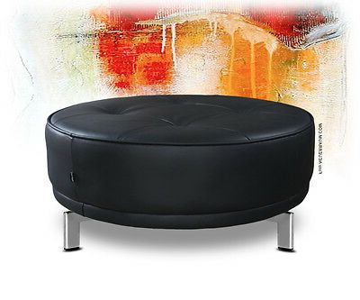 Huge Round Leather Ottoman Ø 77 Cm Height 40 Cm (View 8 of 20)