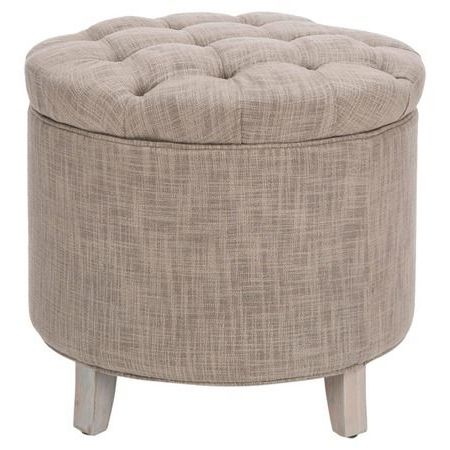 I Pinned This Scarlet Storage Ottoman In Gray From The Perfect Fit Inside Cream Linen And Fir Wood Round Ottomans (View 4 of 20)