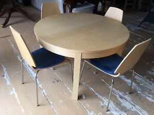 Ikea Table Dining/kitchen Round/oval Butterfly Leaf & 4 Chairs W/ Pads Pertaining To Leaf Round Console Tables (View 9 of 20)