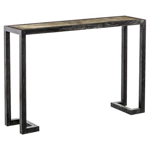 Ilardi Modern Black Wood Charcoal Vellum Console Table – 48w | Wood Within Natural And Black Console Tables (View 7 of 20)