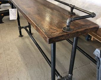Industrial Steampunk Bench Or Coffee Table With Pipe Legs Throughout Aged Black Iron Console Tables (View 10 of 20)