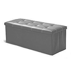 Insassy Folding Storage Ottoman Bench Foot Rest Toy Box Hope Chest Faux Intended For Light Gray Fold Out Sleeper Ottomans (View 7 of 20)