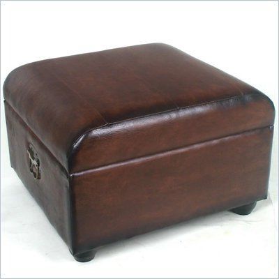 International Caravan Carmel Faux Leather Ottoman Trunk In Brown With Brown Faux Leather Tufted Round Wood Ottomans (View 3 of 20)