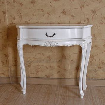 International Caravan Windsor Hand Carved Antique White Console Table Throughout Antique Console Tables (Gallery 19 of 20)