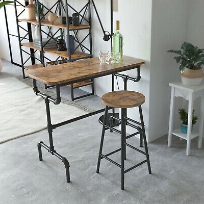 Ironck Industrial Bar Table 36 Inches With Iron Pipe Legs Rustic Pipe Within Aged Black Iron Console Tables (View 13 of 20)