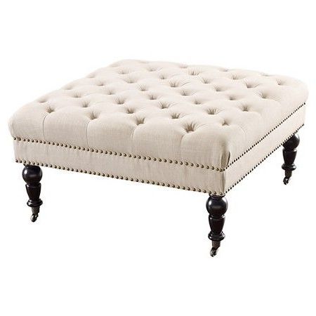 Isabelle Square Tufted Ottoman | Fabric Ottoman, Tufted Ottoman, Square Inside Brown Fabric Tufted Surfboard Ottomans (View 12 of 20)