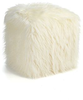 Ivory Mongolian Lamb Faux Fur Pouf Footstool – Contemporary – Floor Throughout White Faux Fur Round Accent Stools With Storage (View 6 of 19)