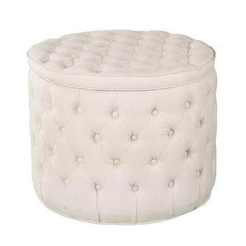 Ivory Tufted Storage Ottoman Bench With Nailhead : Target Inside Black And Ivory Solid Cube Pouf Ottomans (View 11 of 20)