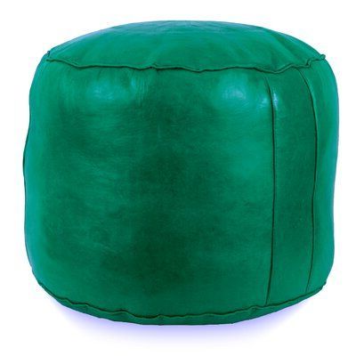 Ivy Bronx Neasa Fez Leather Pouf Upholstery Color: Green In 2020 Within Textured Green Round Pouf Ottomans (Gallery 20 of 20)