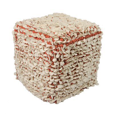 Jaipur Scandinavia Tasha Textural Ivory/red Wool Pouf | Handmade Rugs For White Ivory Wool Pouf Ottomans (View 1 of 20)