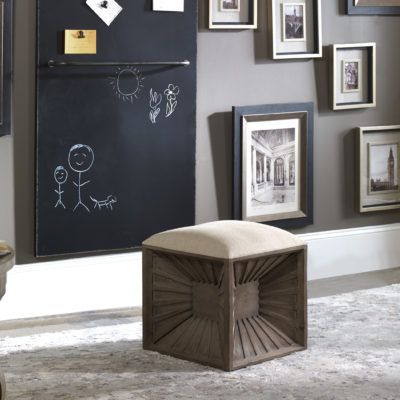 Jia Wooden Ottoman | Painted Fox Home With Regard To Blue And Beige Ombre Cylinder Tall Pouf Ottomans (View 6 of 14)
