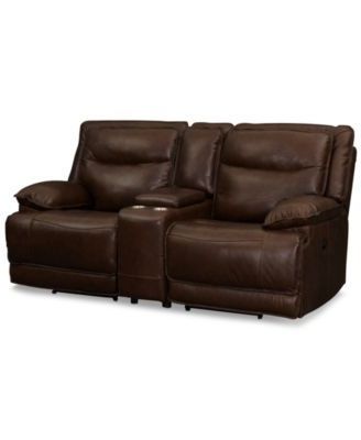 Joffrey Leather 3 Piece Sectional Sofa With 2 Power Recliners & Console Regarding 3 Piece Console Tables (View 10 of 20)