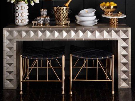Jonathan Adler Talitha Nickel 60'' Wide Rectangular Console Table Within Bronze Metal Rectangular Console Tables (View 14 of 20)