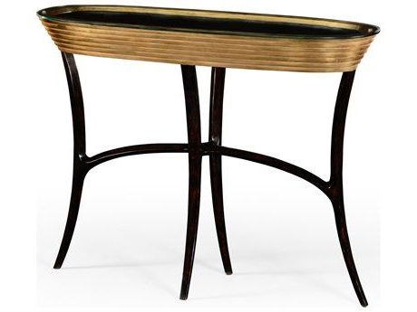 Jonathan Charles Luxe Light Antique Gold Leaf 48 X 16 Oval Console In Silver Leaf Rectangle Console Tables (View 14 of 20)