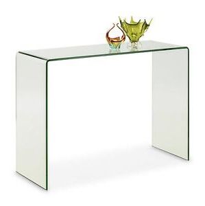 Julian Bowen Amalfi Designer Bent Clear Safety Glass Console Hall Table Regarding Clear Console Tables (View 5 of 20)