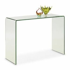 Julian Bowen Amalfi Designer Bent Clear Safety Glass Console Hall Table Within Clear Glass Top Console Tables (View 11 of 20)