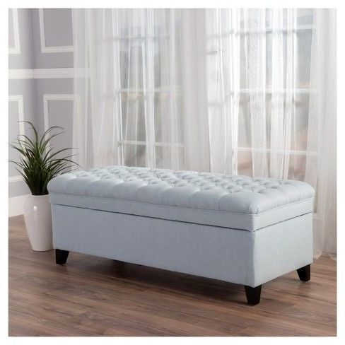 Juliana Storage Ottoman Light Blue – Christopher Knight Home | Storage With Blue Fabric Nesting Ottomans Set Of  (View 2 of 20)