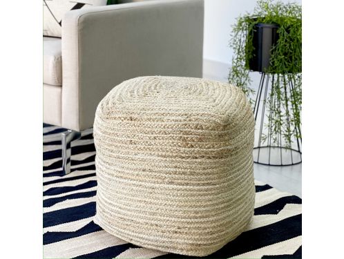 Jute And Coconut Ivory Ottoman – Decora Home | Home Décor And Accesories Throughout Black Jute Pouf Ottomans (Gallery 19 of 20)