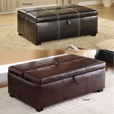 Kaya Dark Espresso Bicast Leather Ottoman/ Sleeper (black Upholstered Within Black Leather And Gray Canvas Pouf Ottomans (View 9 of 20)