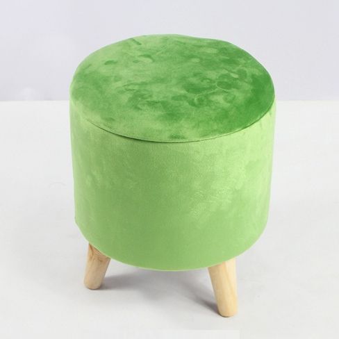 Kd Green Round Velvet Storage Ottoman Stool – Buy Chinese Garden Stool With Regard To Textured Blush Round Pouf Ottomans (View 11 of 20)