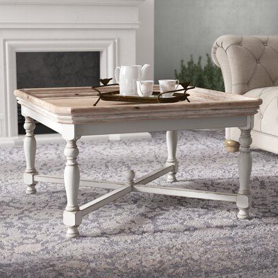 Kelly Clarkson Home Cecille Square Shaped Wooden Coffee Table | Coffee With Regard To Square Weathered White Wood Console Tables (View 18 of 20)