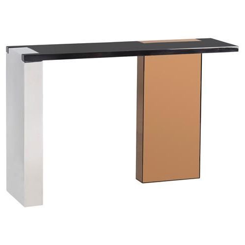 Kelly Hoppen Reed Modern Black Maple Rose Gold Finger Joint Console In Black And Gold Console Tables (View 3 of 20)