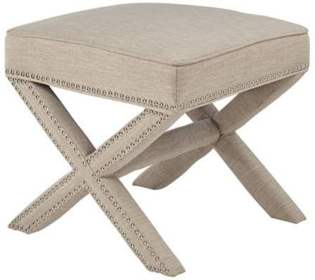 Kenzie Natural Linen Square Ottoman | 55downingstreet | Square For Natural Beige And White Cylinder Pouf Ottomans (View 14 of 20)