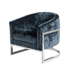 Kiley Accent Chair Blue/chrome | Accent Chairs, Swivel Barrel Chair Inside Chrome Swivel Ottomans (View 8 of 20)