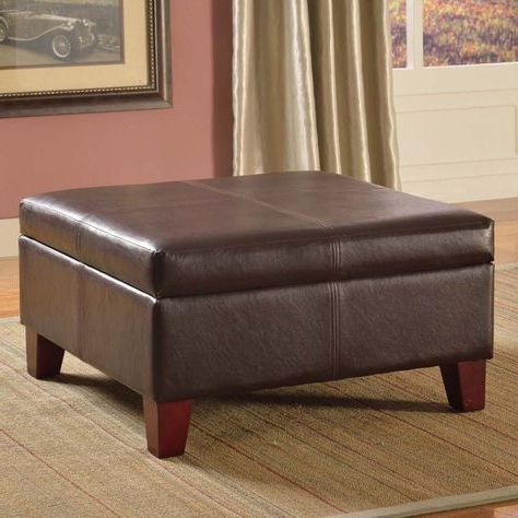Kinfine Usa Luxury Large Faux Leather Storage Ottoman Black | Square With Black Faux Leather Storage Ottomans (View 18 of 20)