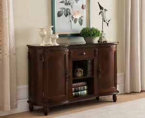 Kings Brand Furniture – Buffet Server / Sideboard Console Table Cabinet In Walnut Wood Storage Trunk Console Tables (View 18 of 20)