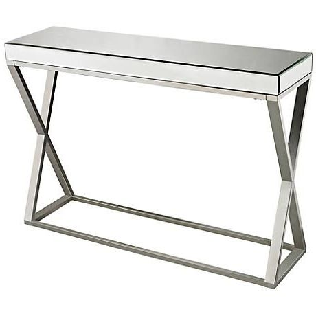 Klein Mirror Top Chrome Steel Console Table – #7n802 | Lamps Plus In Chrome Console Tables (View 2 of 20)