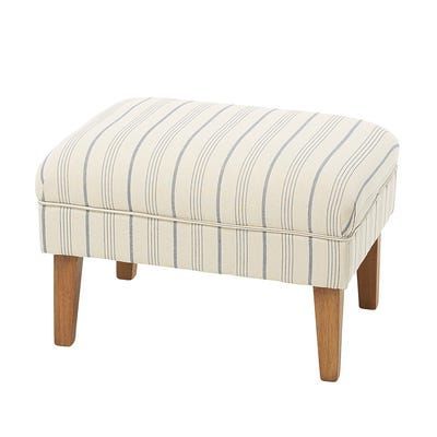 Laila Blue Striped Ottoman | Ottoman, Ottoman In Living Room, Striped Chair For Navy And Light Gray Woven Pouf Ottomans (View 4 of 20)