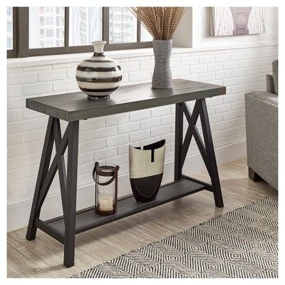 Lanshire Rustic Industrial Metal & Wood Entry Console Table – Gray Pertaining To Antique Blue Wood And Gold Console Tables (View 2 of 20)