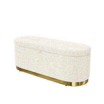 Large Cream Boucle Fabric Footstool With Ottoman Storage – Monroe | Ebay With Lavender Fabric Storage Ottomans (View 17 of 20)