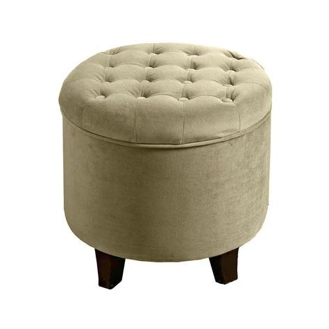 Large Round Button Tufted Storage Ottoman Light Gray – Homepop, Dark Throughout Brown And Gray Button Tufted Ottomans (View 5 of 20)