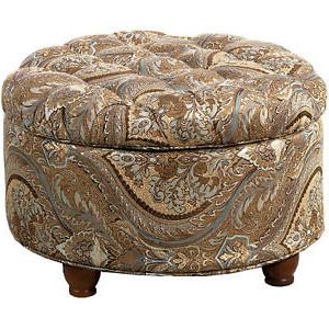 Large Tufted Round Storage Ottoman Living Bed Room Extra Seat 15"h Within Brown Tufted Pouf Ottomans (View 12 of 20)