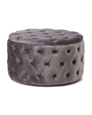 Large Tufted Velvet Ottoman – Accent Furniture – T.j (View 1 of 19)