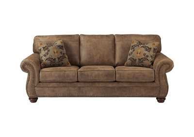 Larkinhurst Earth Queen Sofa Sleeper Woodstock Furniture Value Center With Regard To Round Beige Faux Leather Ottomans With Pull Tab (View 11 of 20)