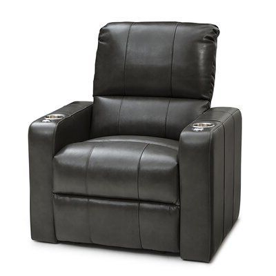 Latitude Run Leather Home Theatre Seating Power Recliner Chair, Usb Pertaining To Black Faux Leather Usb Charging Ottomans (View 1 of 20)