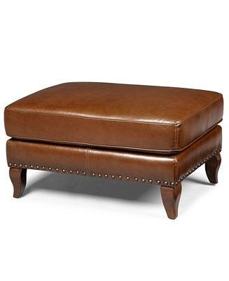 Lauren Ralph Lauren Leather Ottoman, Lyndon – Furniture – Macy's Regarding Camber Caramel Leather Ottomans (View 3 of 20)